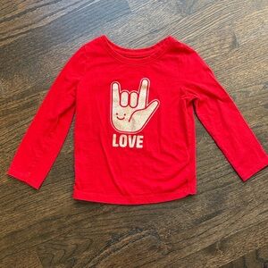 Cat & Jack Red Long Sleeve Shirt with Love Graphic